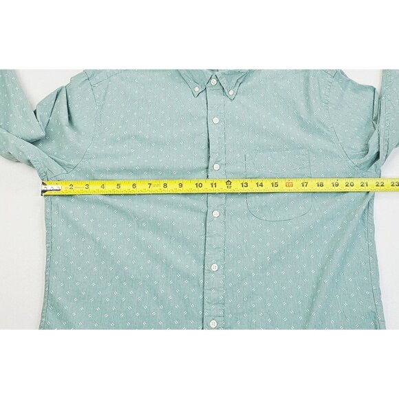 J. Crew Slim Untucked Stretch Size Large Green White Pattern Button Down Shirt - Picture 3 of 10